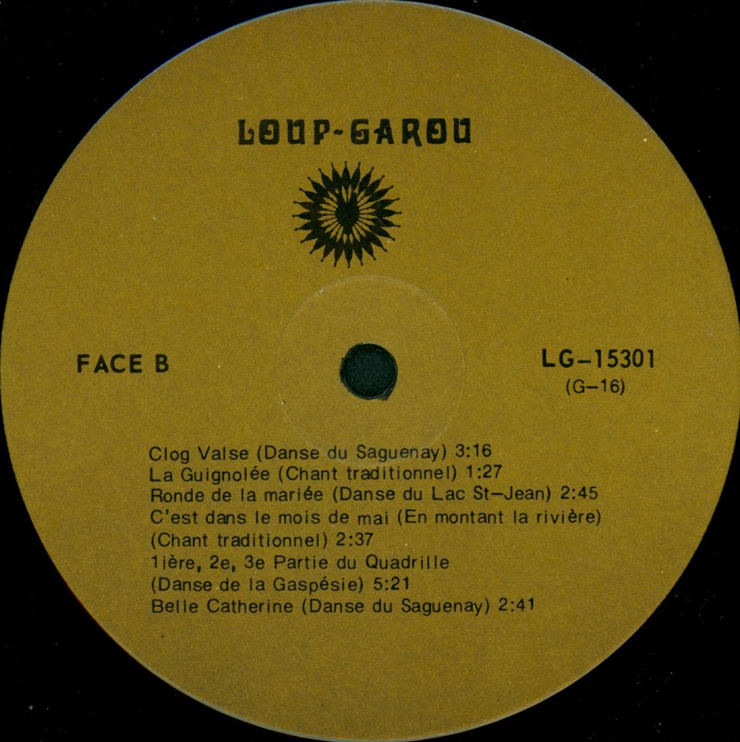 Chantdanse musique Québec (c. 1977) L'Ensemble Folklorique LoupGarou